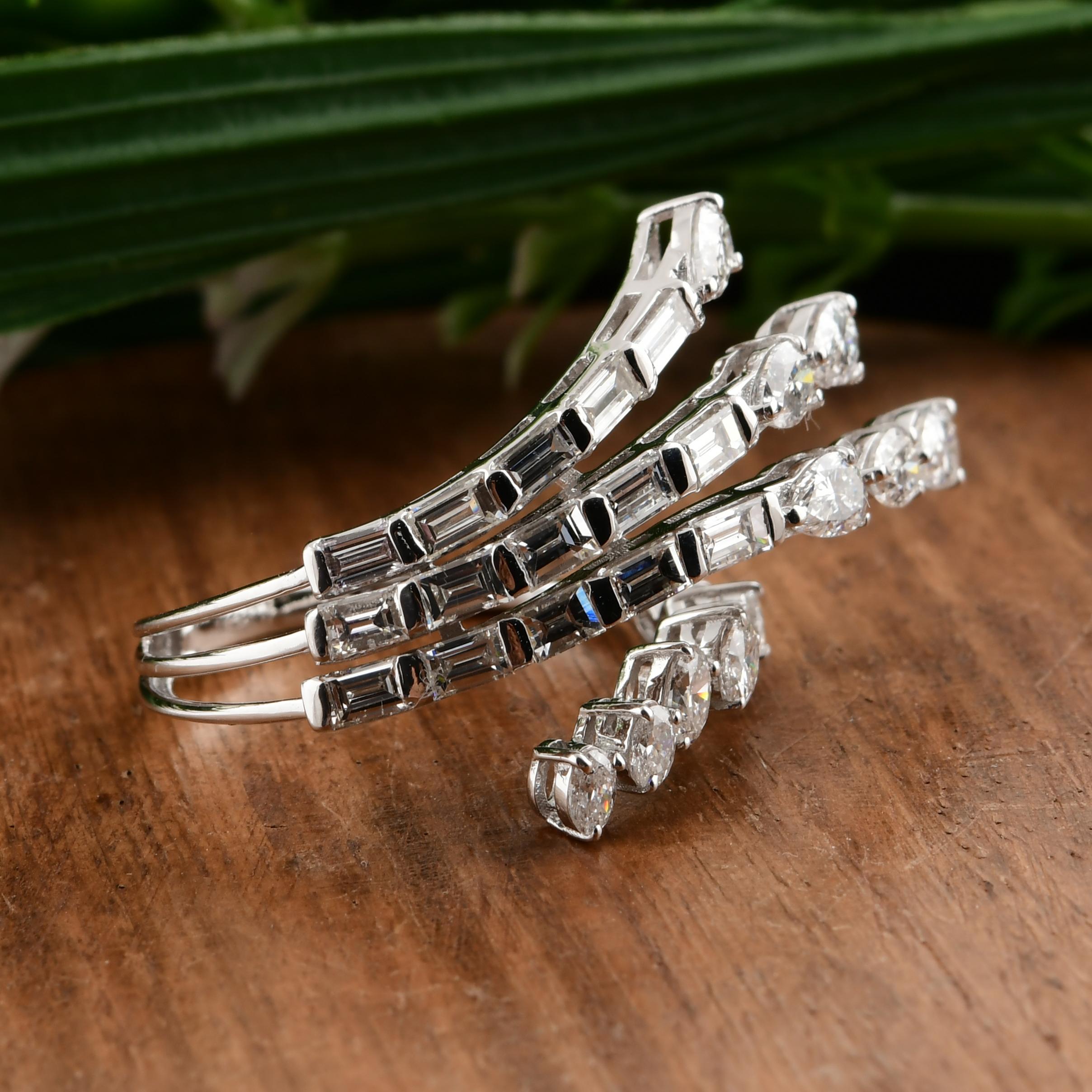 Im Angebot: Zertifizierter mehrreihiger SI/HI 2,24cts Diamant Wickelring 18k Weißgold () 4