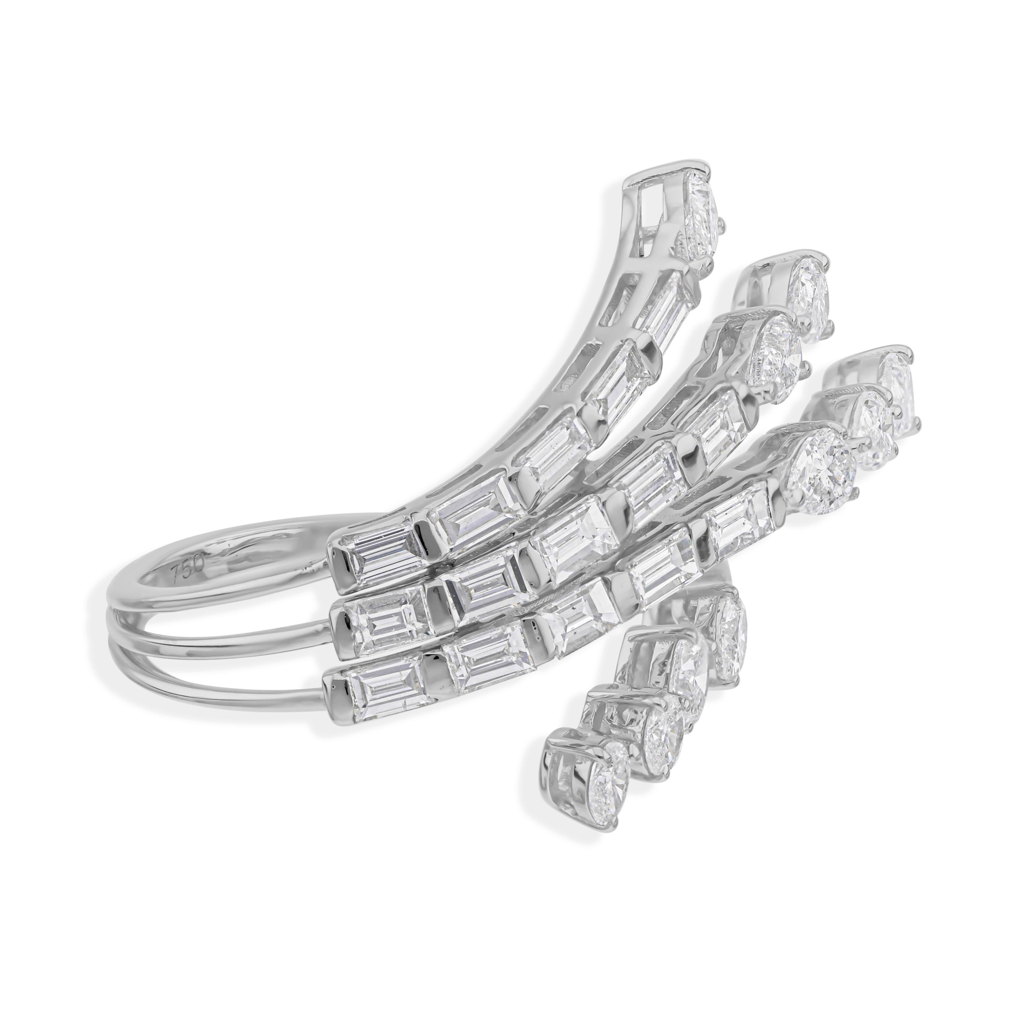 Im Angebot: Zertifizierter mehrreihiger SI/HI 2,24cts Diamant Wickelring 18k Weißgold () 5