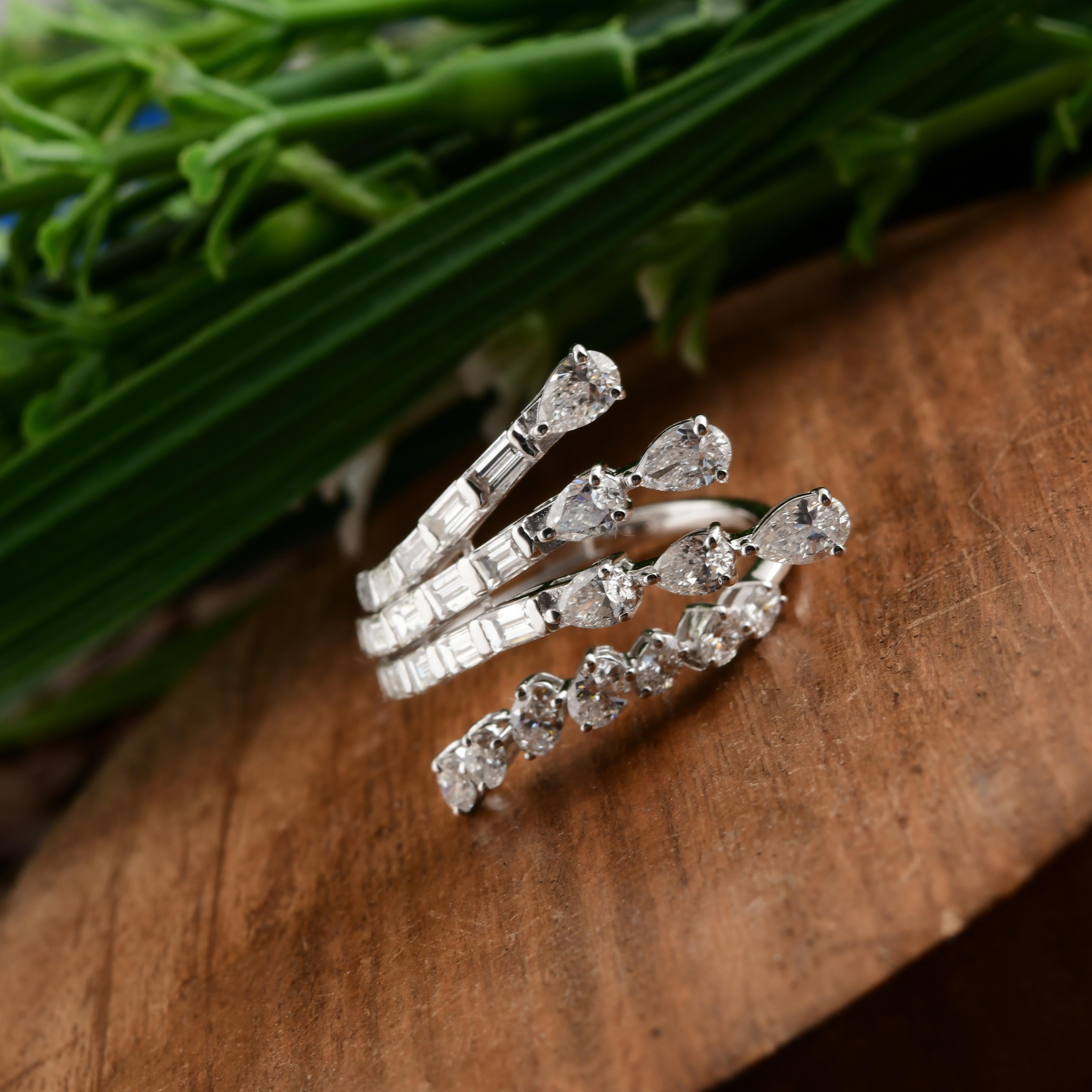 Im Angebot: Zertifizierter mehrreihiger SI/HI 2,24cts Diamant Wickelring 18k Weißgold () 6
