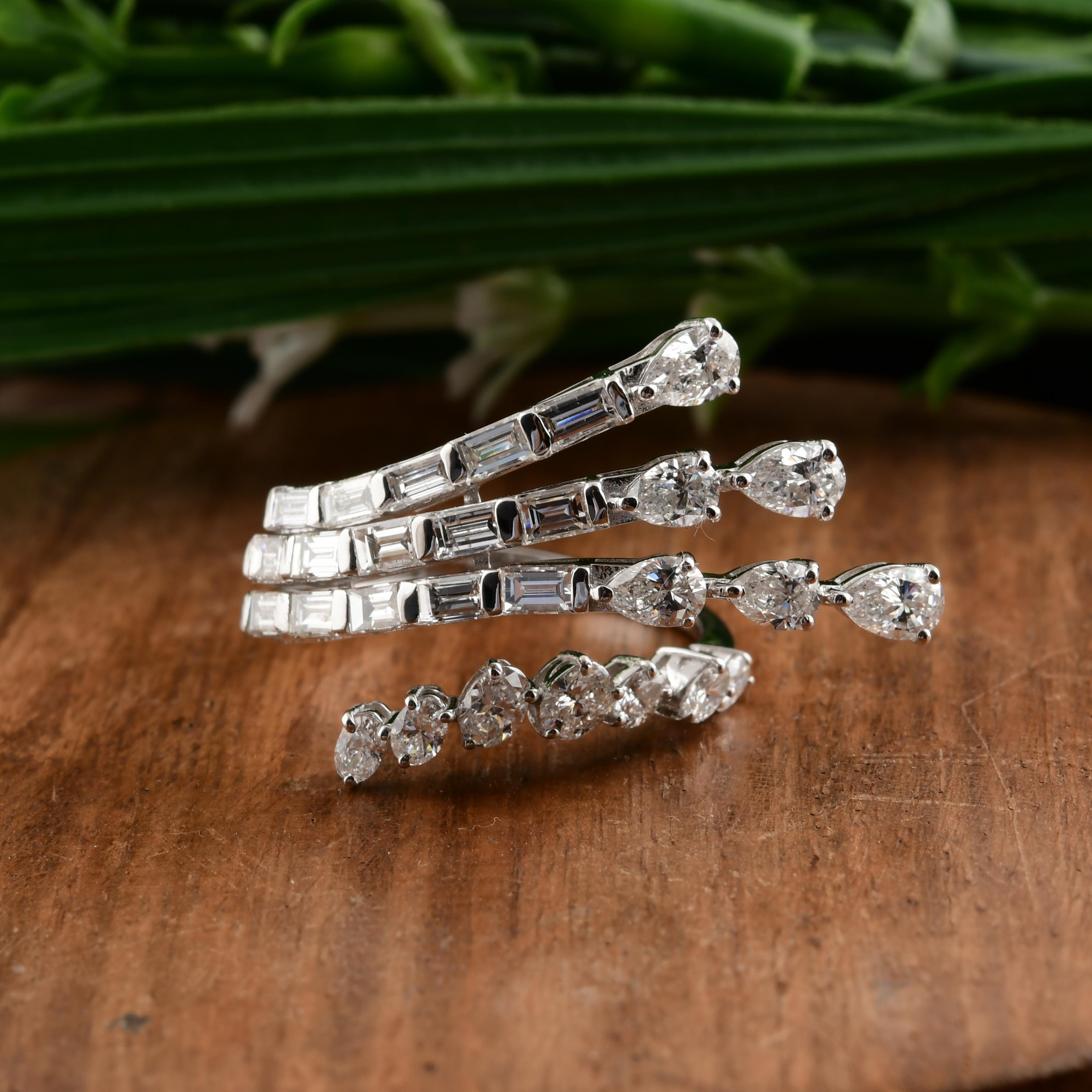 Im Angebot: Zertifizierter mehrreihiger SI/HI 2,24cts Diamant Wickelring 18k Weißgold () 7