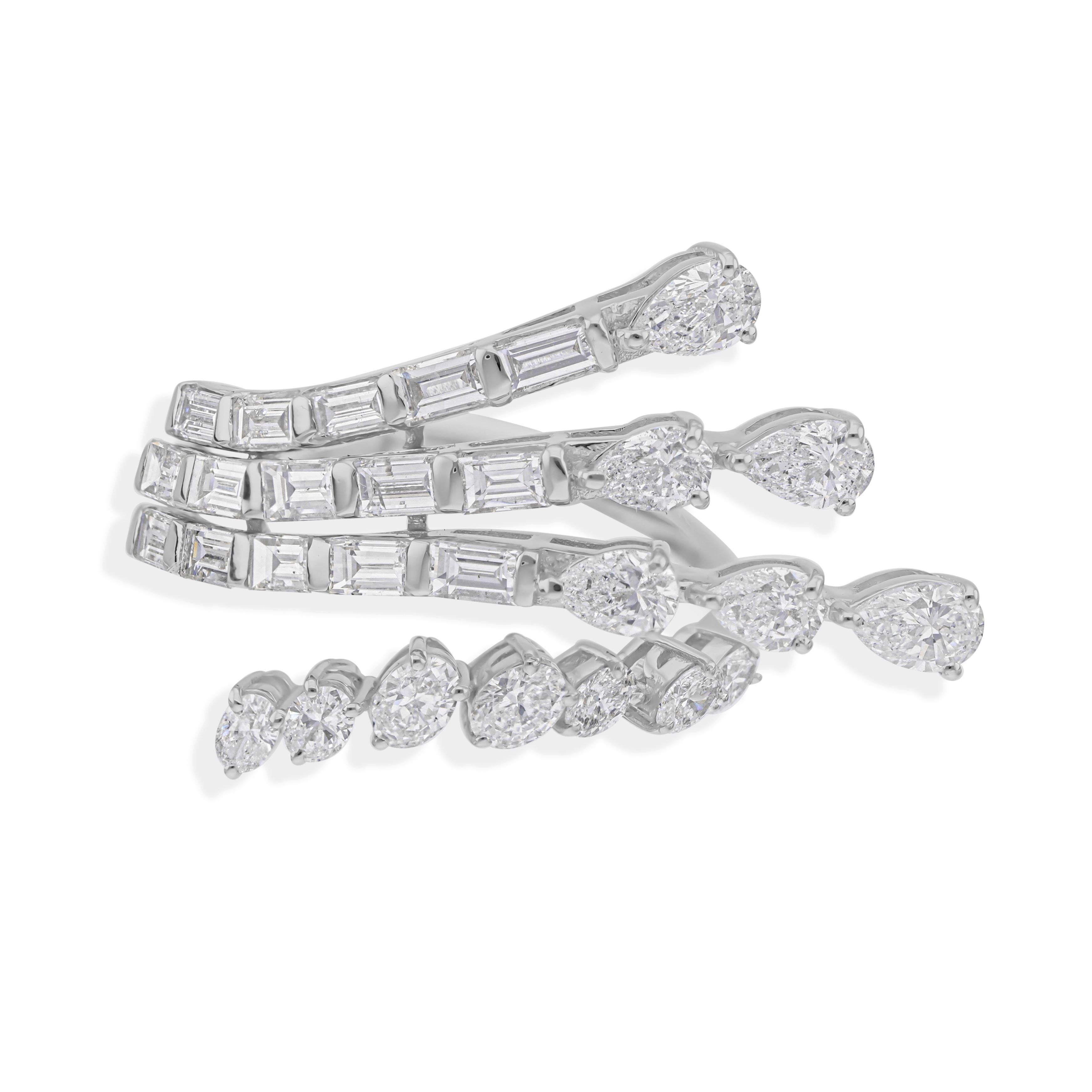 Im Angebot: Zertifizierter mehrreihiger SI/HI 2,24cts Diamant Wickelring 18k Weißgold () 8