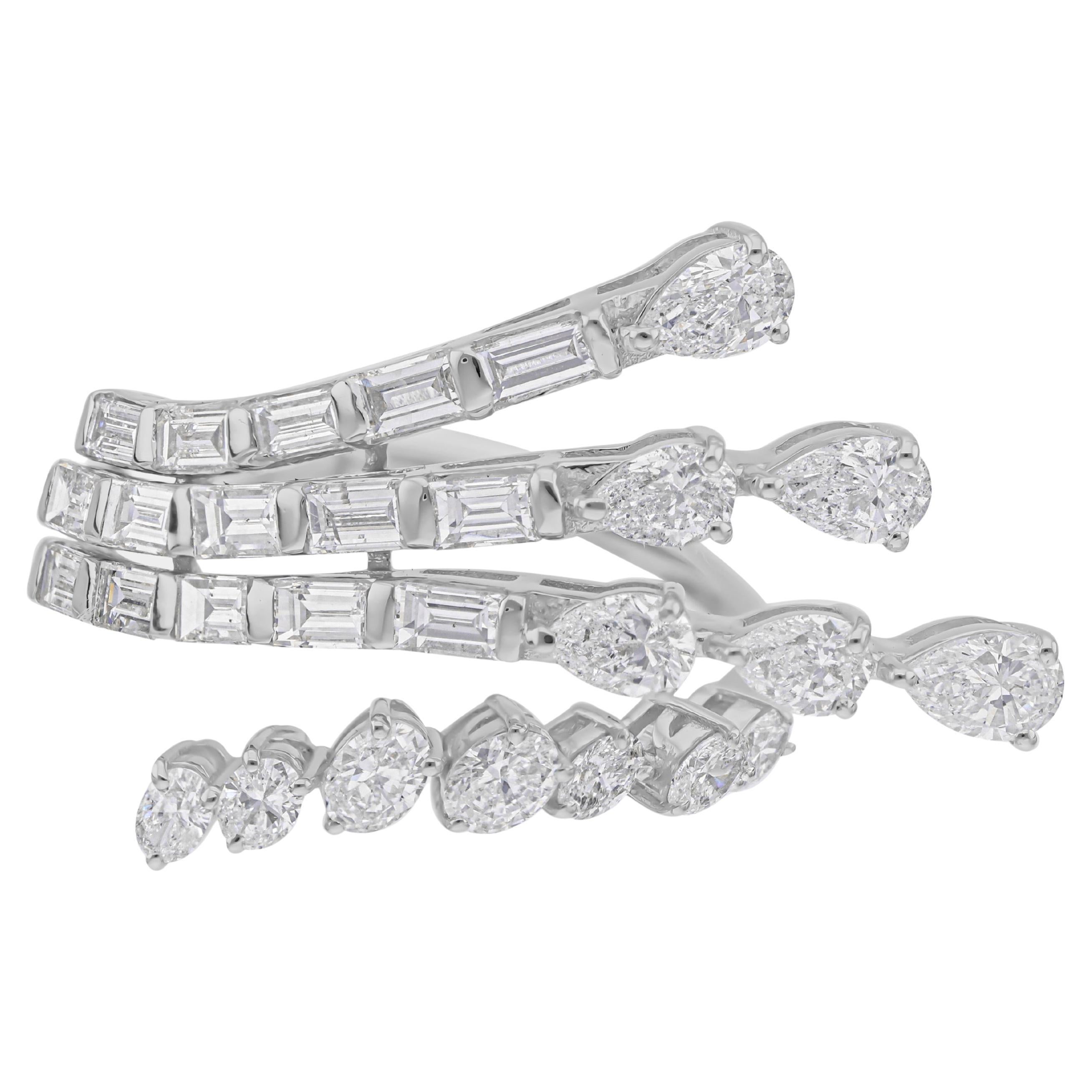 Im Angebot: Zertifizierter mehrreihiger SI/HI 2,24cts Diamant Wickelring 18k Weißgold ()