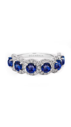 Certified Multi Stone Natural Blue Sapphire & Diamond Ring