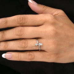Certified Natural 0.32ct SI/H Diamond Bypass Promise Ring 18 Karat White Gold