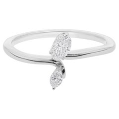 Certified Natural 0.32ct SI/H Diamond Bypass Promise Ring 18 Karat White Gold