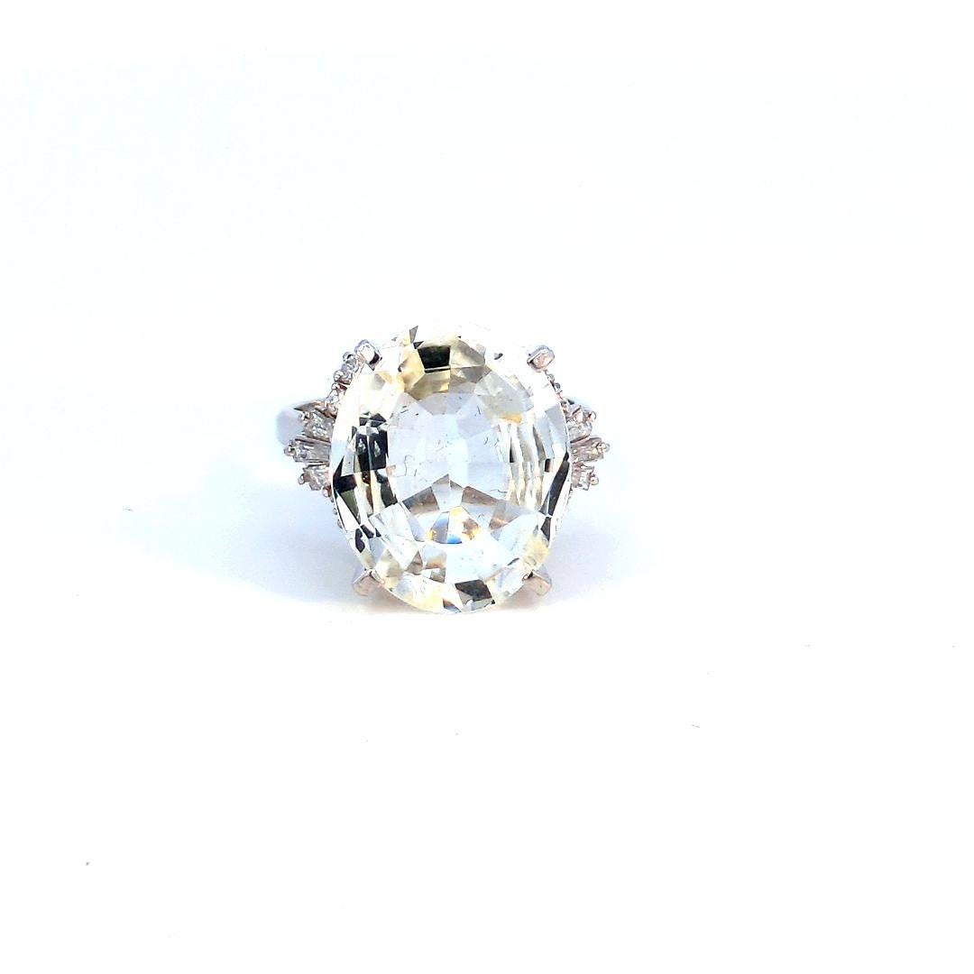 Moderne Bague en platine avec saphir jaune de Ceylan certifié naturel de 11,38 carats en vente