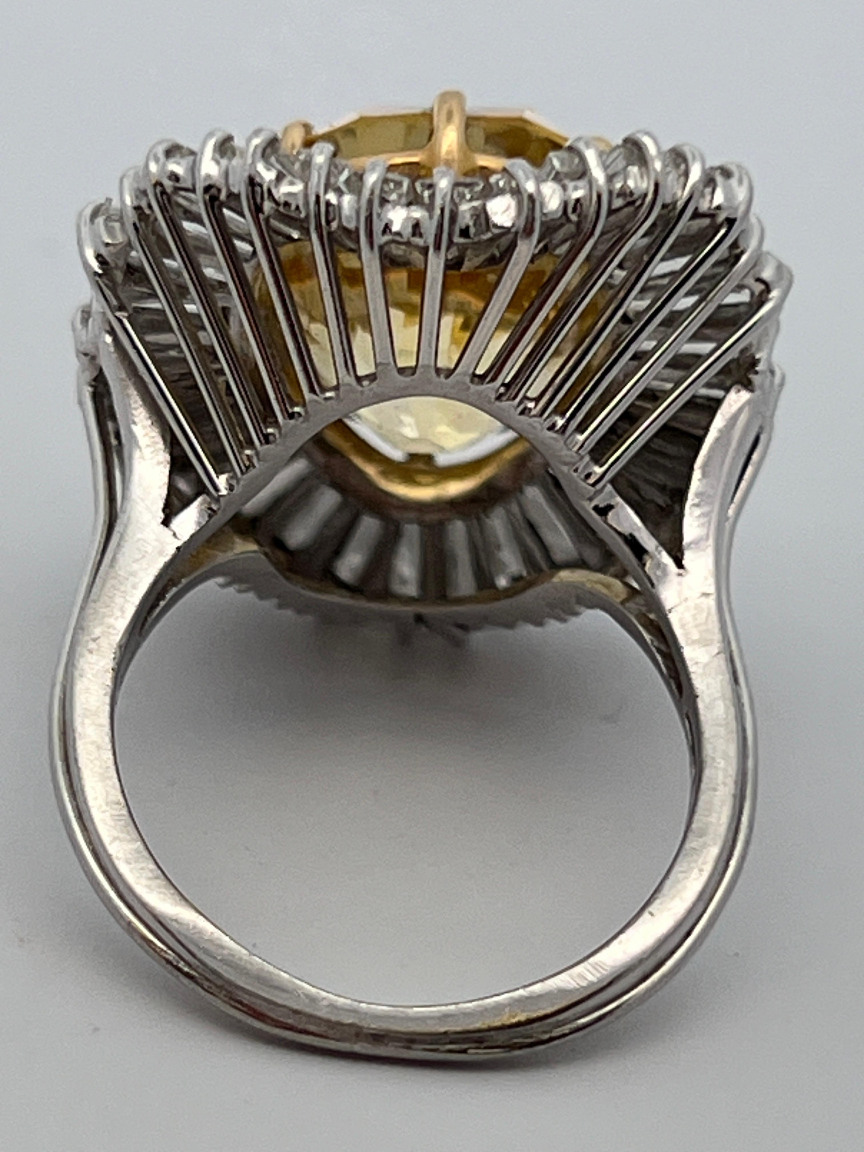 Certified Natural 14.69 Carat Yellow Sapphire Ballerina Ring For Sale 5