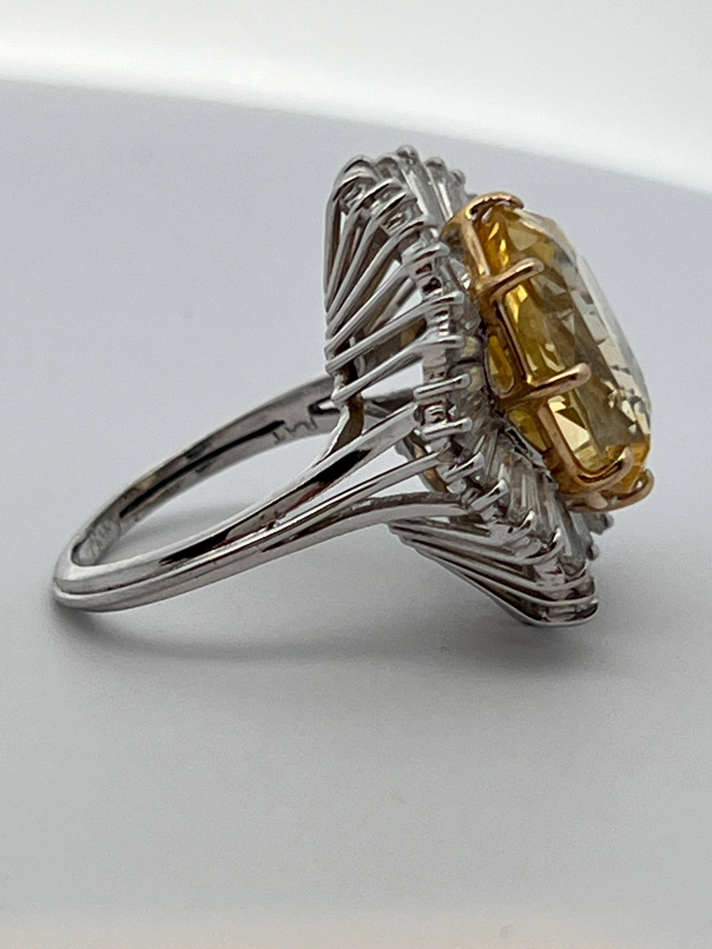 Certified Natural 14.69 Carat Yellow Sapphire Ballerina Ring For Sale 6