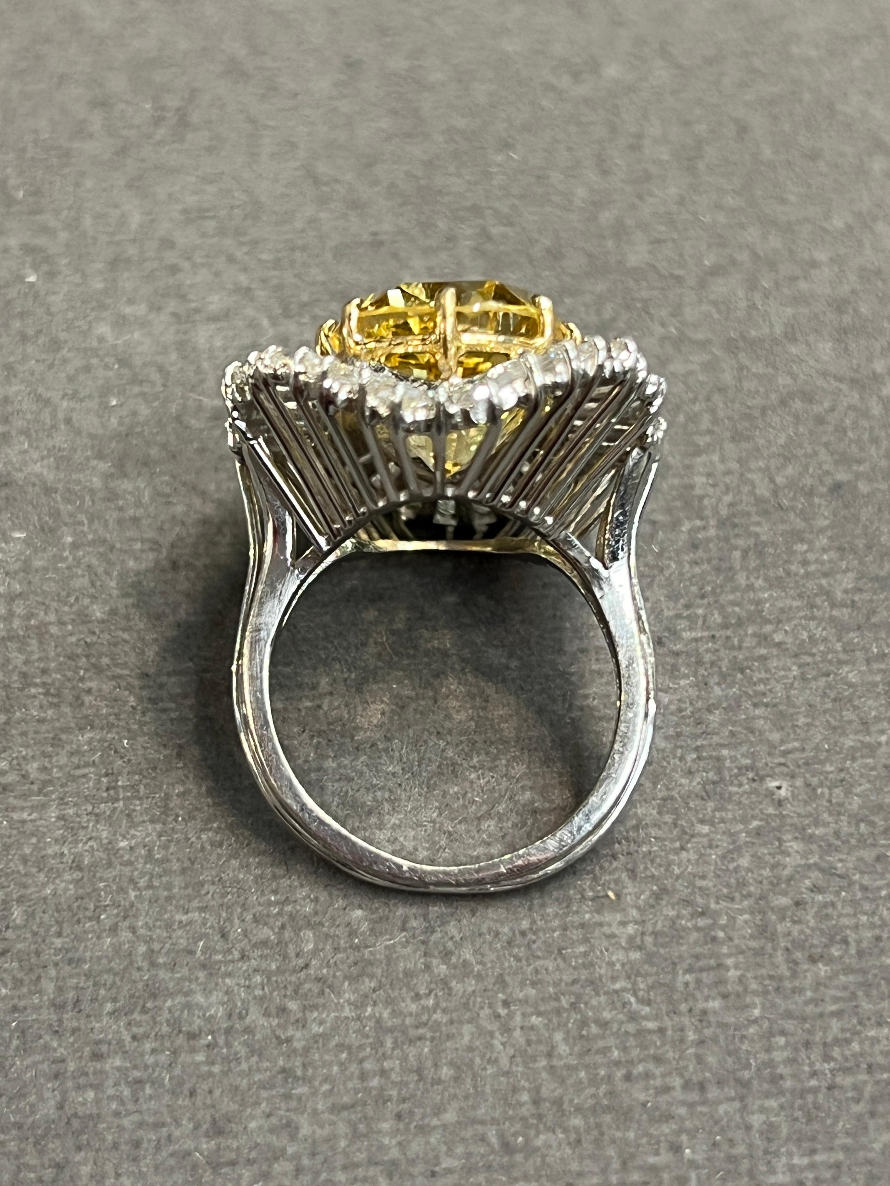 Certified Natural 14.69 Carat Yellow Sapphire Ballerina Ring For Sale 1