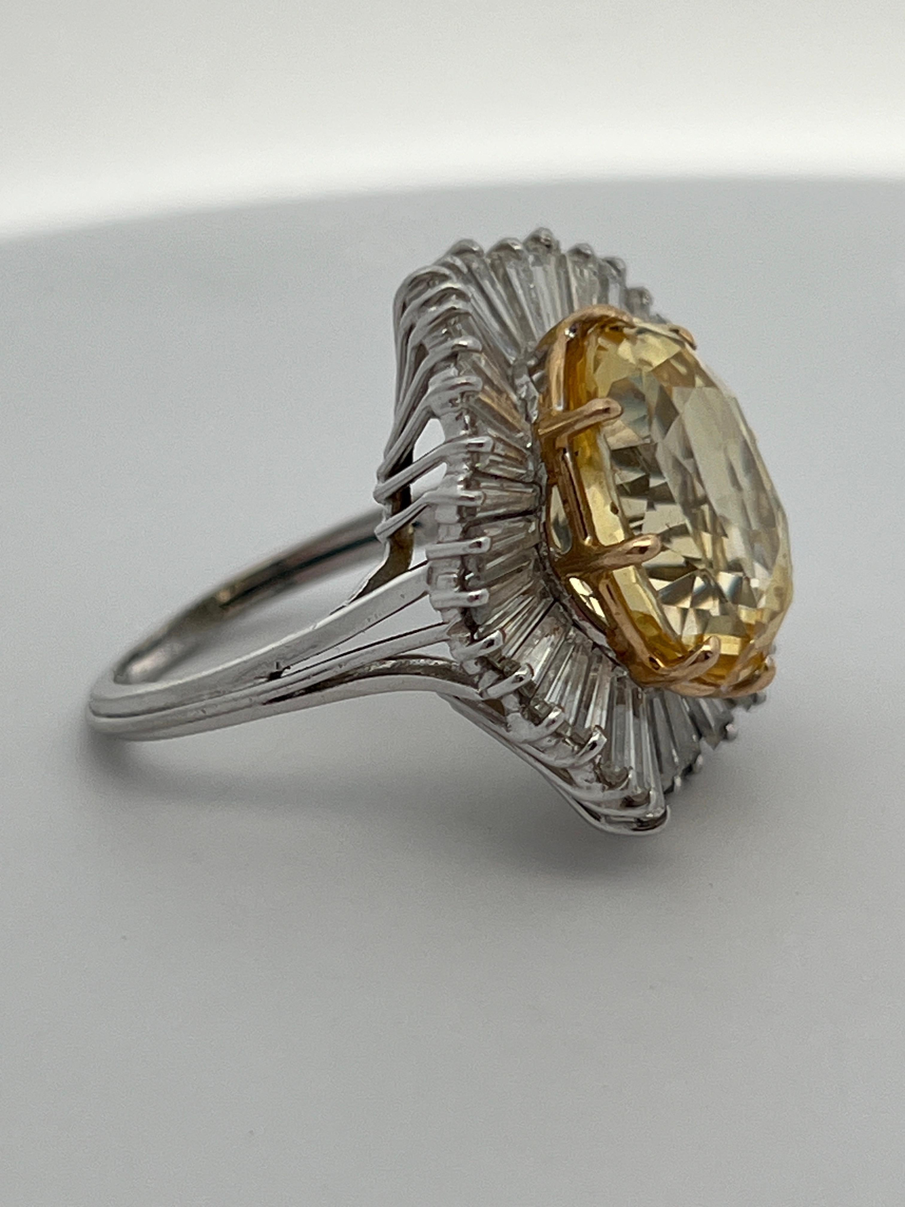 Certified Natural 14.69 Carat Yellow Sapphire Ballerina Ring For Sale 2