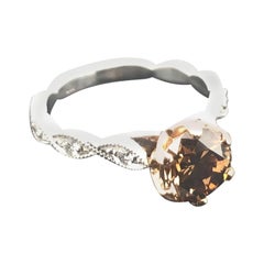 Certified Natural 1.63 Carat Argyle Cognac and White Diamond Engagement Ring Certified Natural 1.63 Carat Argyle Cognac and White Diamond Engagement Ring