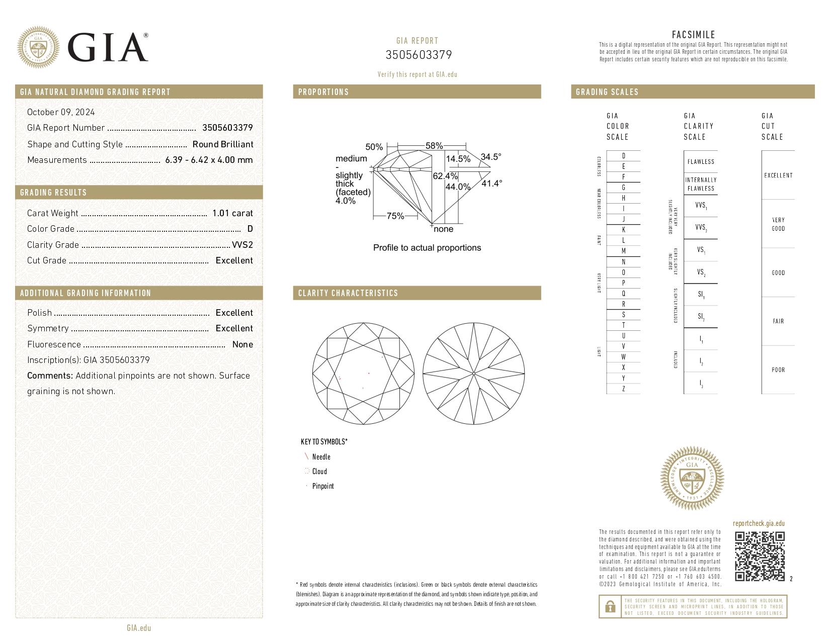Women's or Men's GIA Certified 2.02 Carat Round Cut Diamond D Color VVS2 Clarity Studs Earrings For Sale