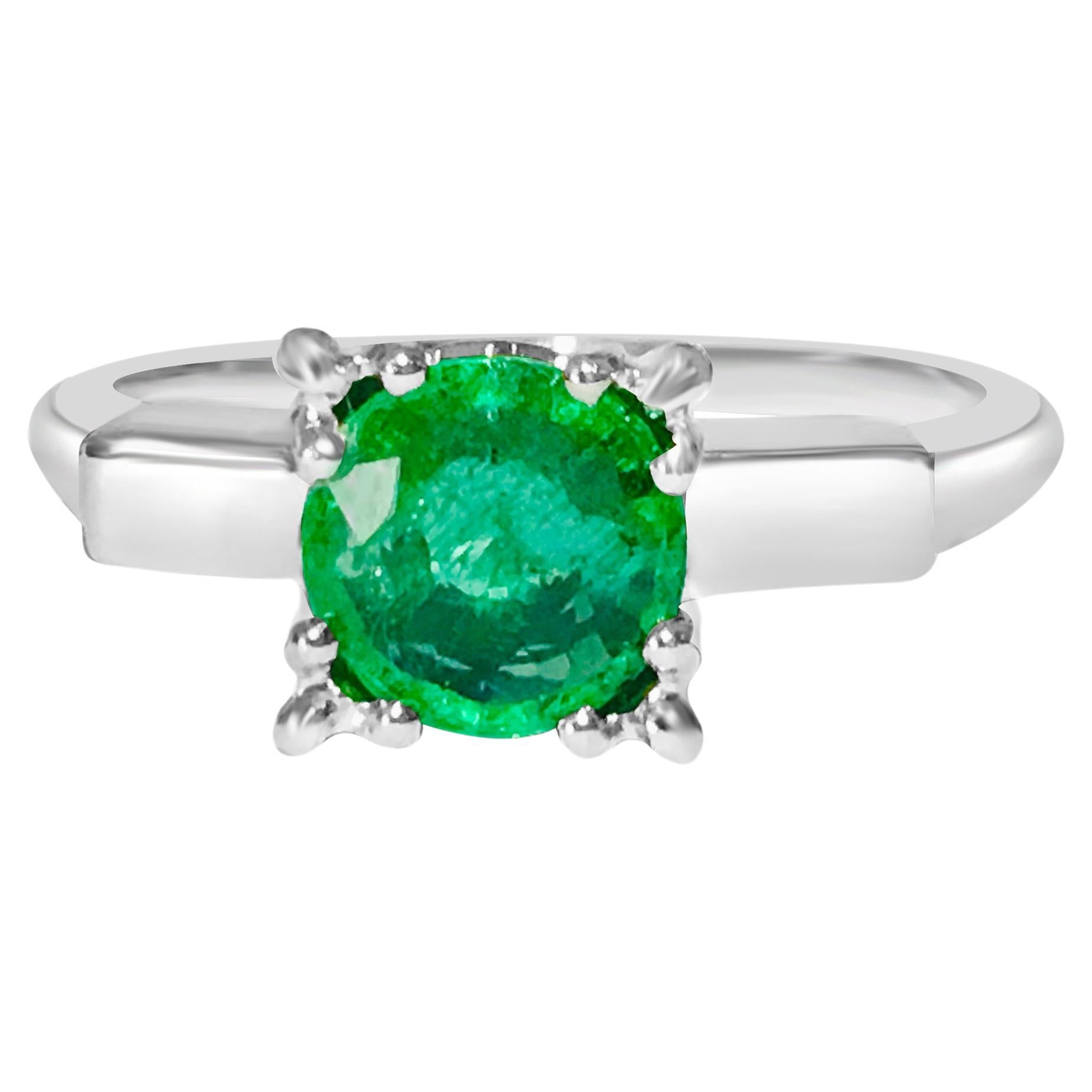 Certified Natural 2.00 Carat Emerald Platinum Ring