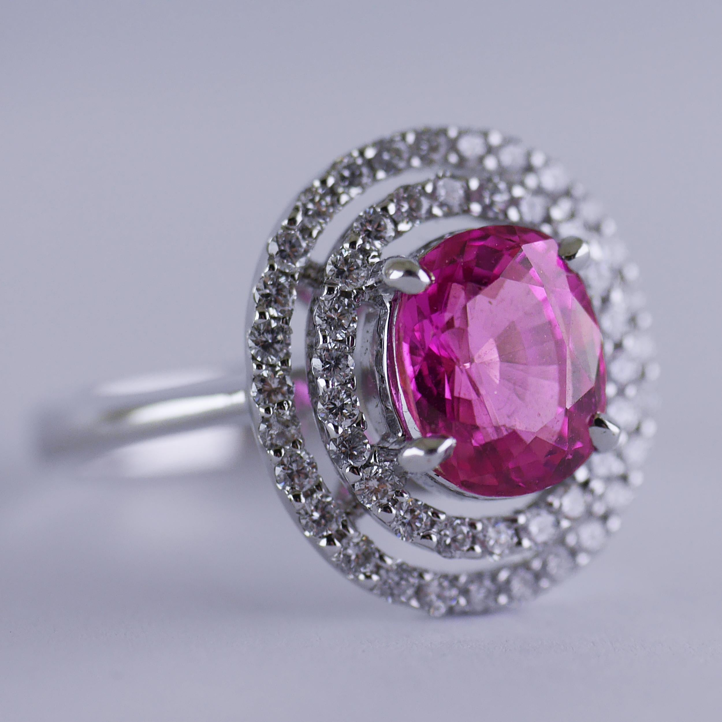 cushion cut pink sapphire ring