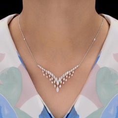 Certified Natural 3.46 Carat Diamond Pendant Chain Necklace 18 Karat White Gold