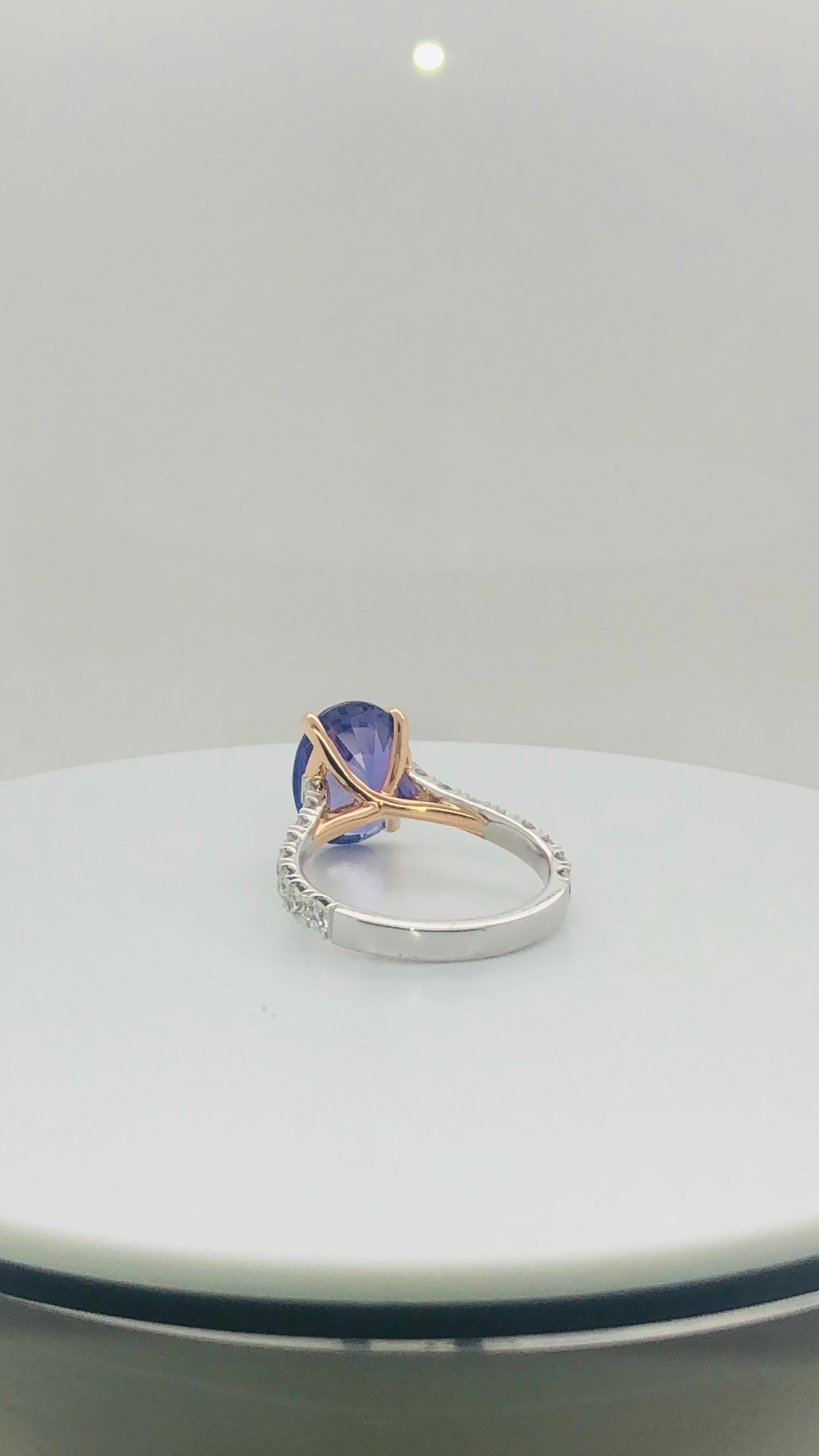 Certified Natural 5.23 Carat Sri Lankan Purple Sapphire Diamond Engagement Ring For Sale 1