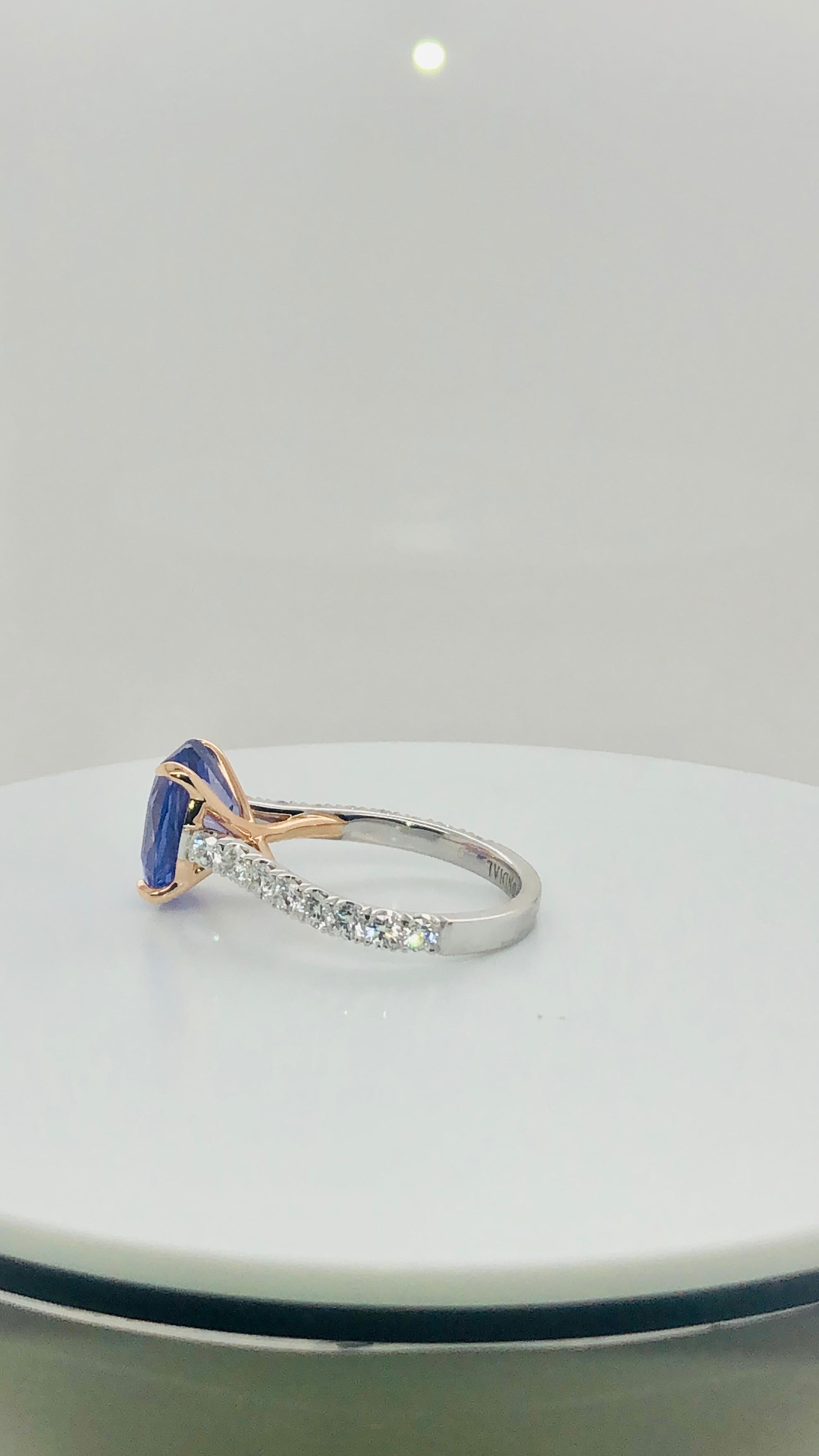 Certified Natural 5.23 Carat Sri Lankan Purple Sapphire Diamond Engagement Ring For Sale 2