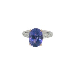 Certified Natural 5.23 Carat Sri Lankan Purple Sapphire Diamond Engagement Ring