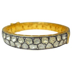 Bracelet plaqué or et argent sterling avec diamants naturels certifiés de 8,60 carats non taillés