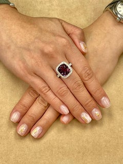Certified Natural 9.18 Carat Vivid Purple No Heat Spinel & Diamond Cocktail Ring