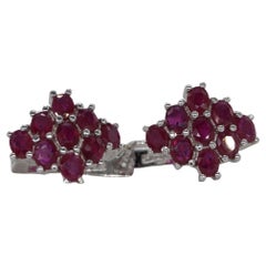 Certified Natural AAA Ruby Sterling silver Studs white gold-plated Earring Studs