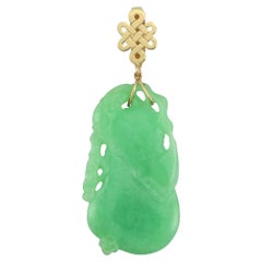 Certified Natural Apple Green Jade Carved Pendant