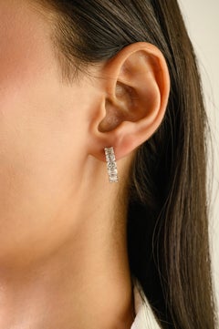 Zertifizierte natürliche Baguette-Diamant-Reifenohrringe aus 18 Karat Weißgold 3,11 Karat