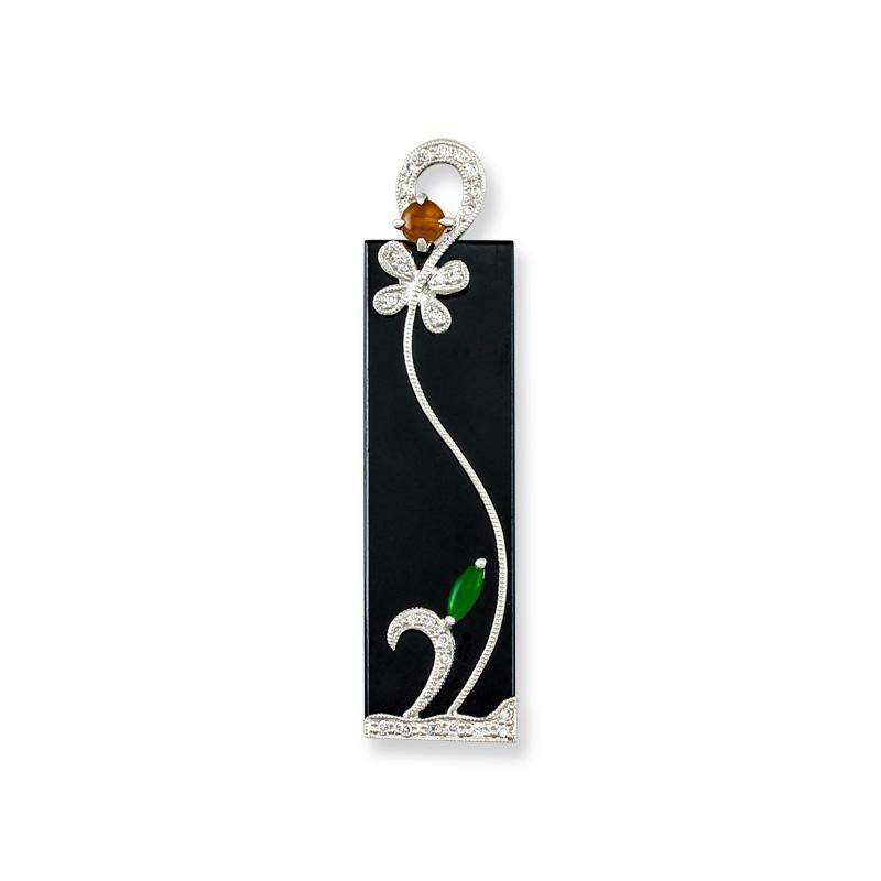 Cabochon Certified Natural Black Jadeite Jade Designer Pendant For Sale