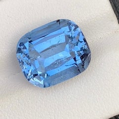 Certified Natural Blue Aquamarine 11.98 Ct Cushion Cut Loose Gemstone for Ring