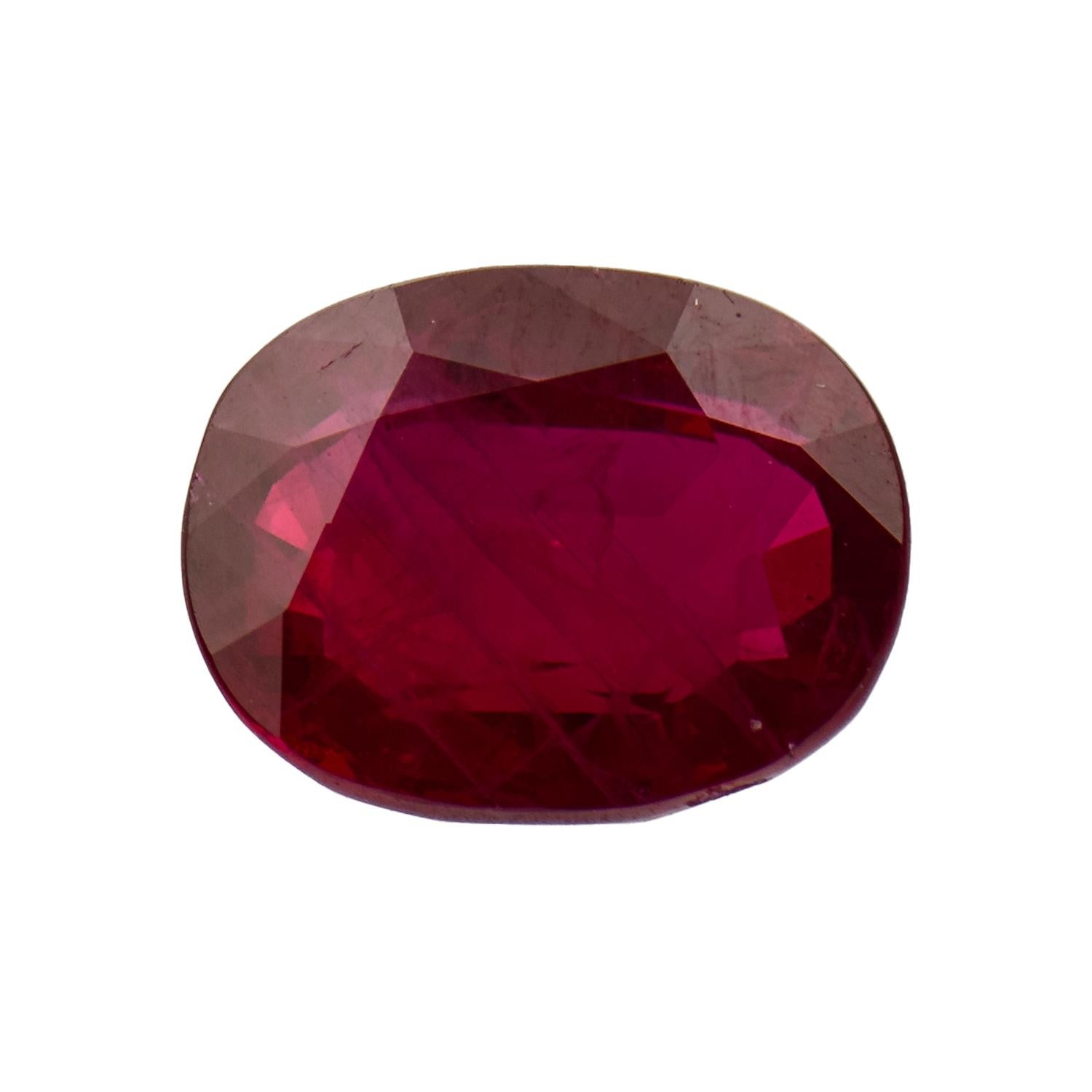 Certified Natural Burmese Oval Cut Ruby Loose Gemstone for Rings For Sale