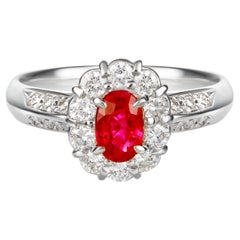Certified Natural Burmese Ruby Diamond Ring - Vivid Red 