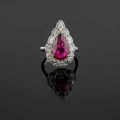Certified Natural Burmese Ruby Statement Ring Set In 18K White Gold
