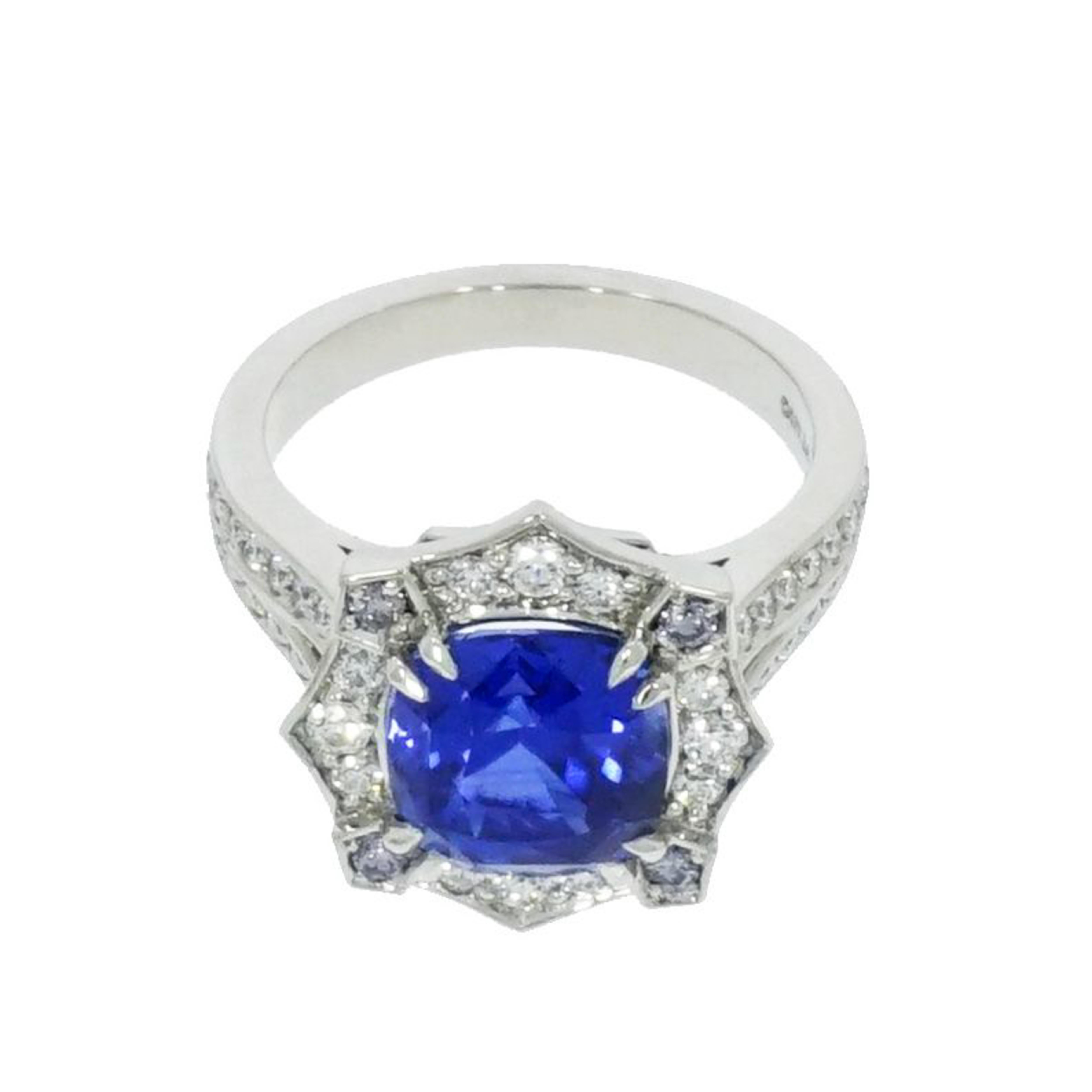 Classical elegance with a unique design. This AGL certified Natural Ceylon Sapphire  is set in Platinum.
The fine craftsmanship of the ring can be seeing in the details of the Halo comprised of white round Diamonds and accented by 4 Round Fancy