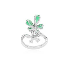 Certified Colombian Emerald White Diamond 18K Gold Cocktail Ring
