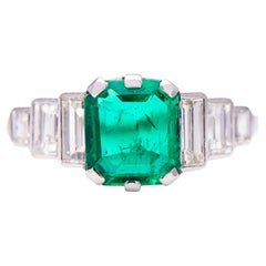 Certified Natural Colombian Emerald Diamond Engagement Ring Natural Diamond Ring