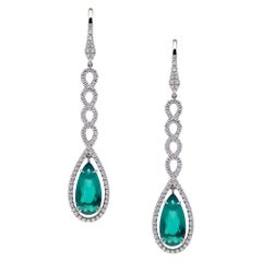 Certified Natural Colombian Emeralds 3.97 Carats Platinum Earrings