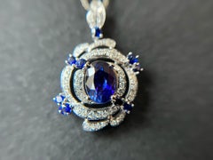 Certified Natural Color Changing Sapphire Pendant in 18K White Gold & Diamond