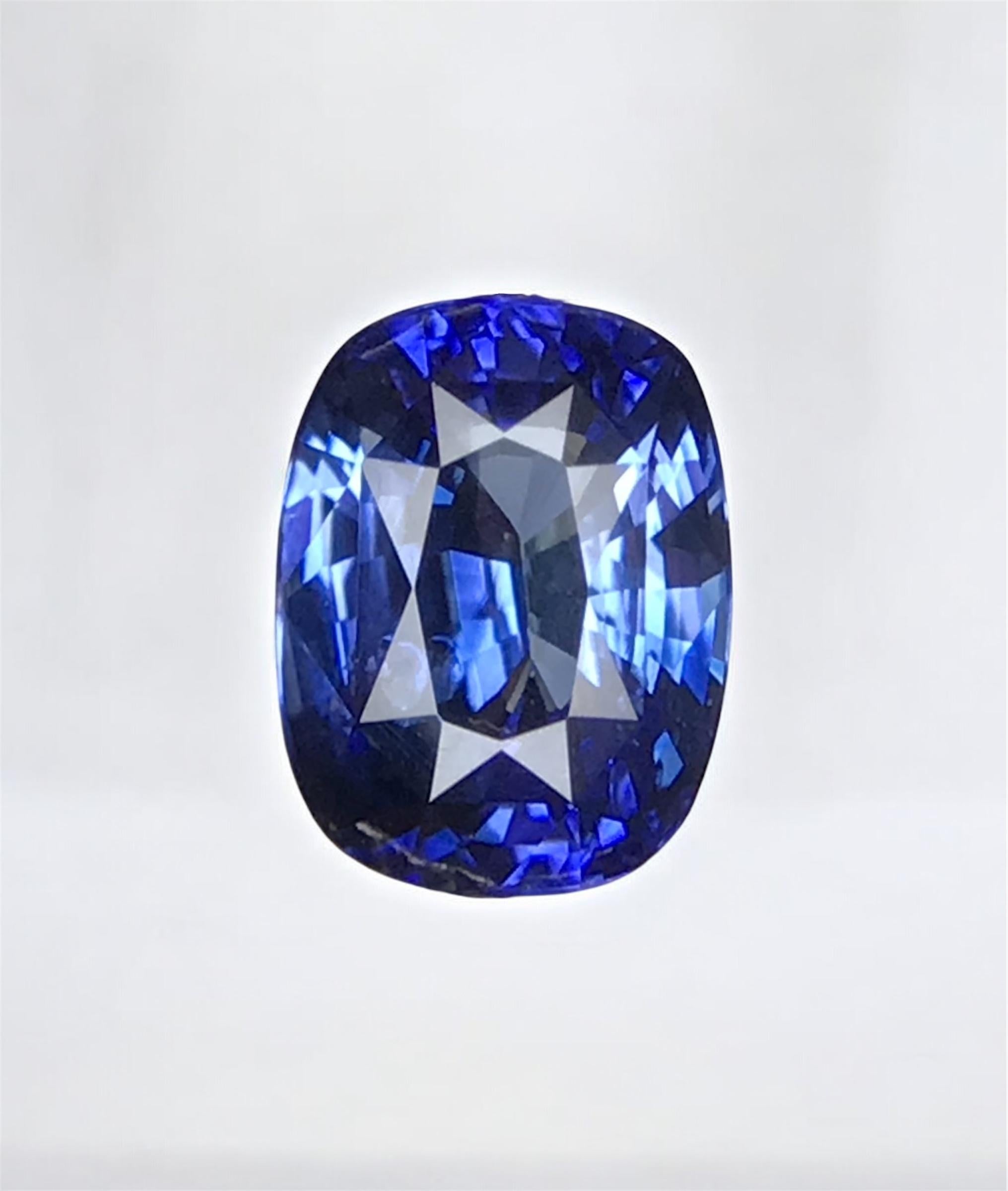 Zertifizierte natürliche Korund blauer Saphir Ring lose Edelstein 1,08 Ct Cushion Cut im Angebot 1