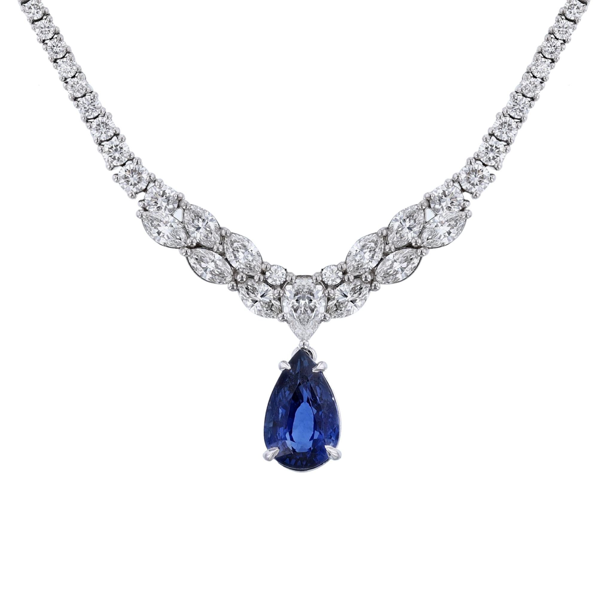 natural and certified blue sapphire and diamond butterfly pendant