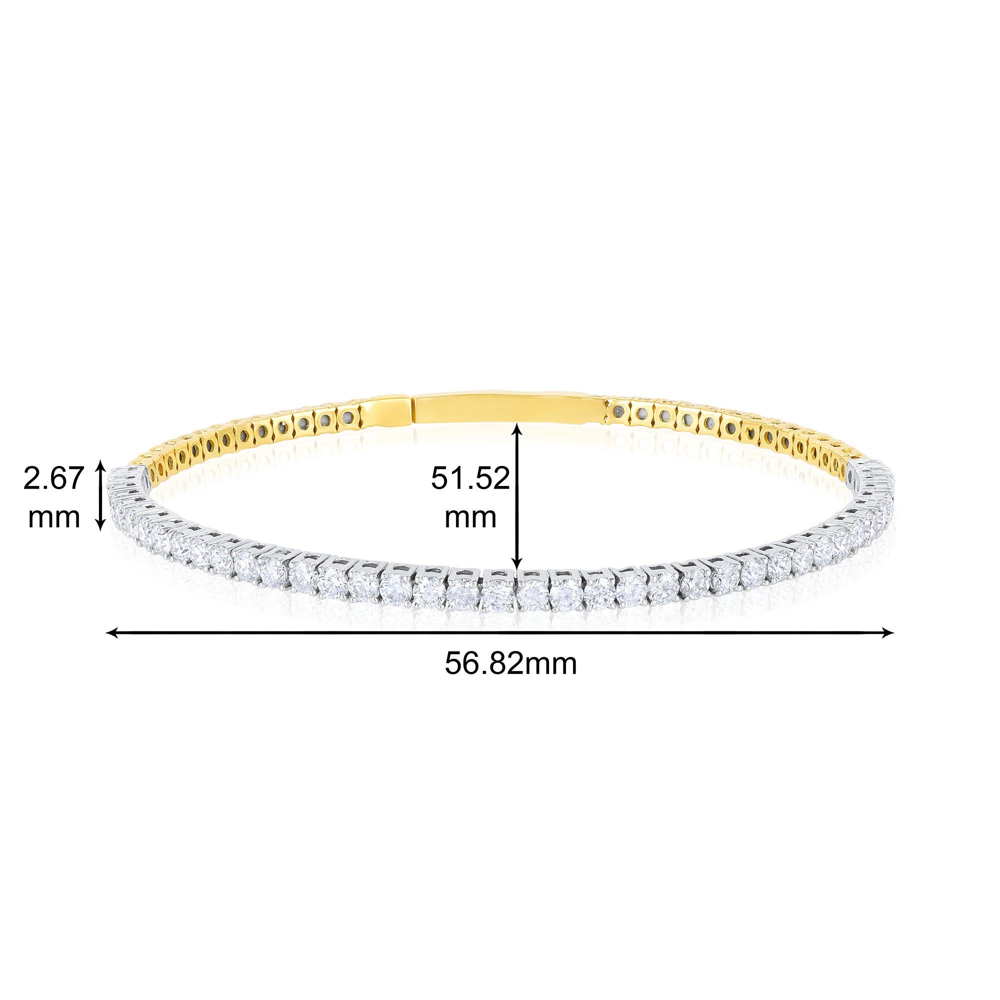 GLEAMIRE 18K Gold 2.4 Karat natürlicher Diamant F-VS Tennis-Armreif in Weiß und Gelb (Zeitgenössisch) im Angebot