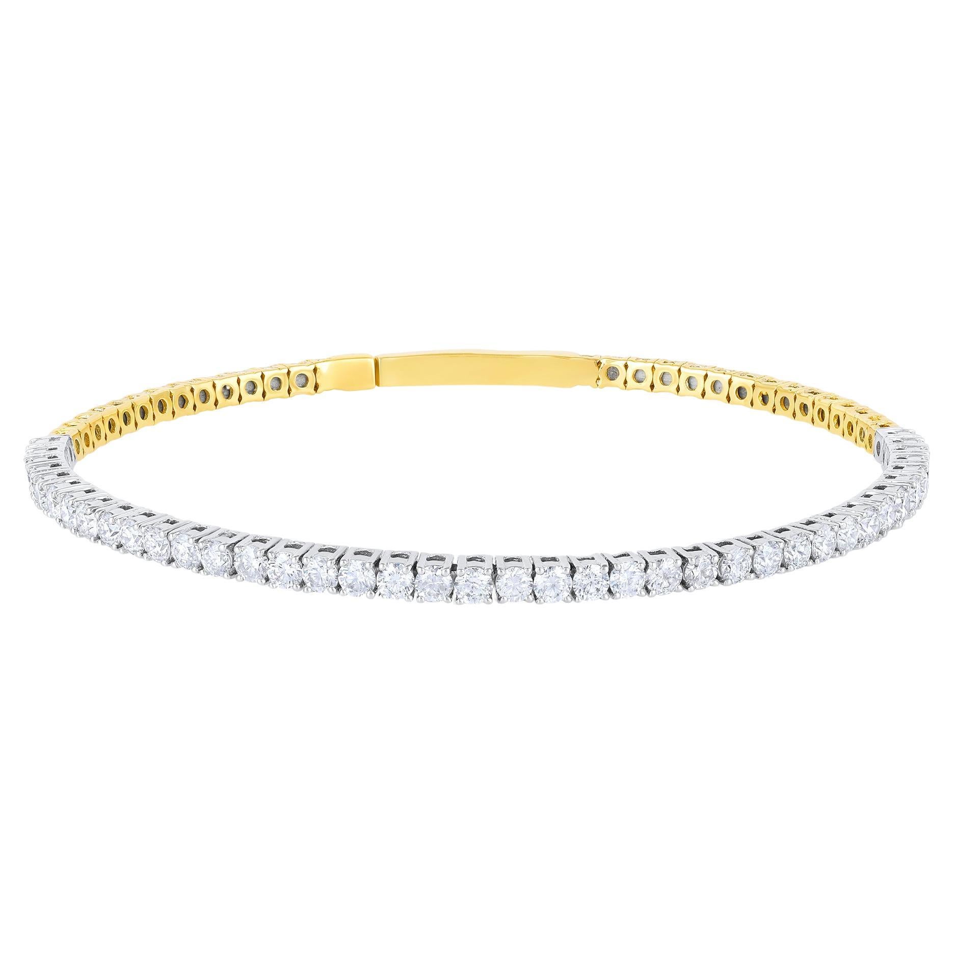 GLEAMIRE 18K Gold 2.4 Karat natürlicher Diamant F-VS Tennis-Armreif in Weiß und Gelb im Angebot
