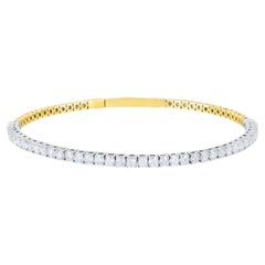 GLEAMIRE Bracelet jonc tennis en or 18 carats avec diamants naturels de 2,4 carats F-VS blancs et jaunes