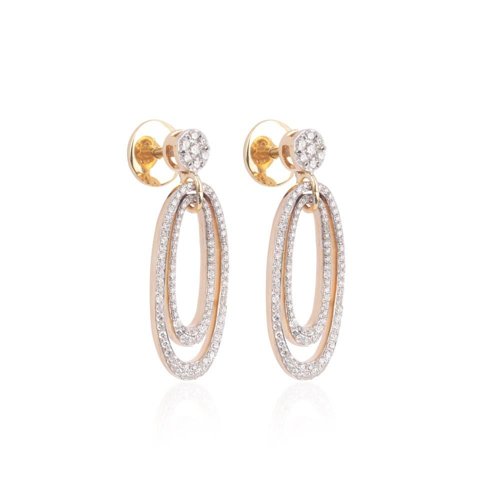 GSI-zertifizierte 18 Karat Gold 2,5 Karat natürliche Diamant F-VS Oval Halskette Ohrringe Set im Zustand „Neu“ im Angebot in Los Angeles, CA