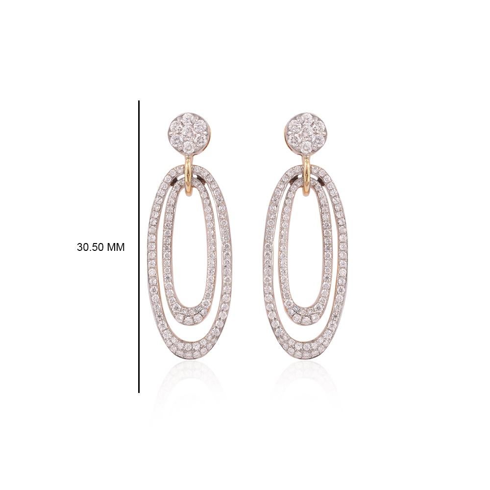 GSI-zertifizierte 18 Karat Gold 2,5 Karat natürliche Diamant F-VS Oval Halskette Ohrringe Set im Angebot 2