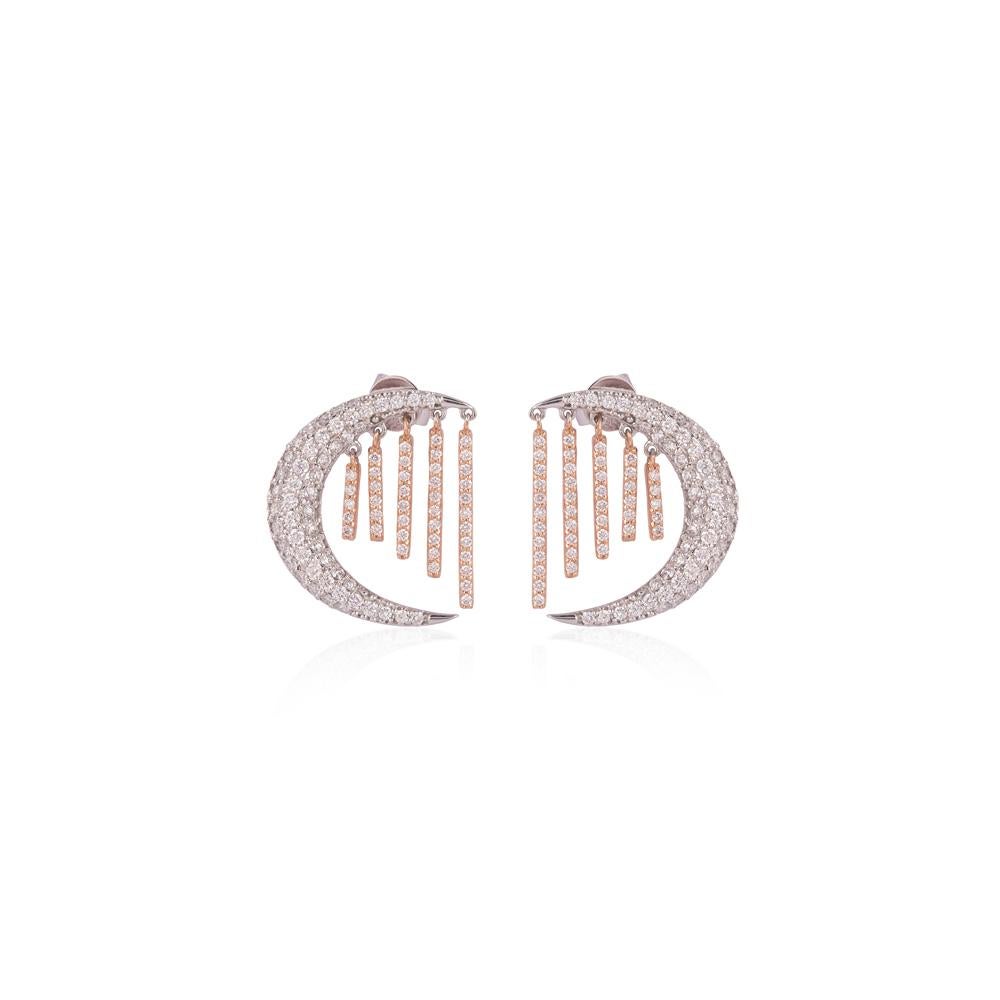 Brilliant Cut IGI Certified 18K Gold 3ct Natural Diamond G-VVS Necklace Earrings Set For Sale