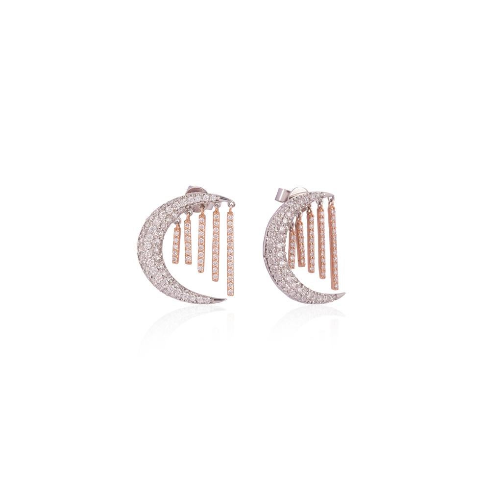 Women's IGI Certified 18K Gold 3ct Natural Diamond G-VVS Necklace Earrings Set For Sale