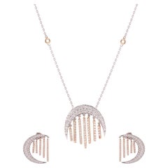 IGI-zertifizierte 18 Karat Gold 3 Karat natürliche Diamant G-VVS Halskette Ohrringe Set