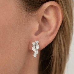 Zertifizierte natürliche Diamant-Cluster-Ohrstecker 14K Weißgold