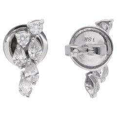 Zertifizierte natürliche Diamant-Cluster-Ohrstecker 14K Weißgold