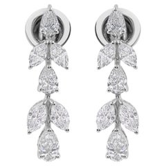 Zertifizierter natürlicher Diamant Hängende Ohrringe Feiner Schmuck 14k Weißgold